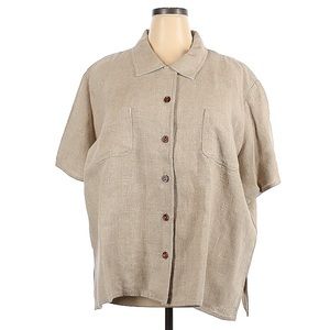 Linen/hemp short sleeve button up top size 26/28